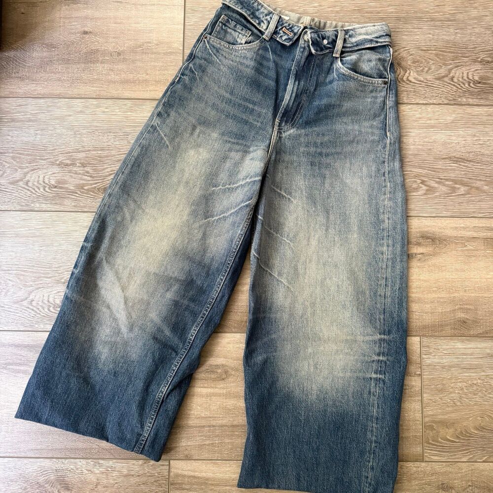 ZARA TRF Mid Rise Folded Waist Jeans